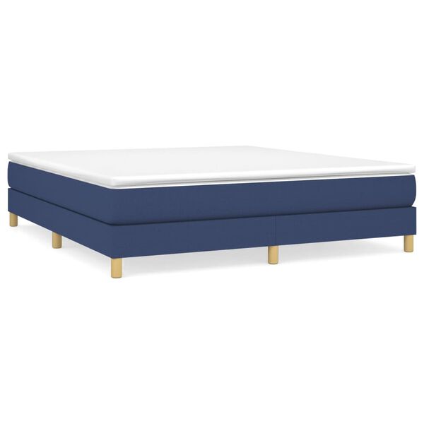 vidaXL Cama box spring con colchón tela azul 160x200 cm