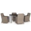 vidaXL Juego de comedor de jard&iacute;n 5 piezas con cojines marr&oacute;n
