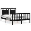 vidaXL Estructura cama de matrimonio con cabecero madera maciza negro