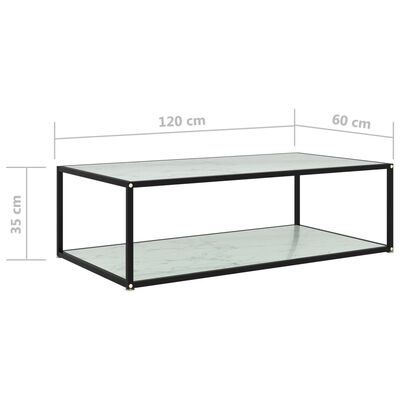 vidaXL Mesa de centro vidrio templado blanco 120x60x35 cm