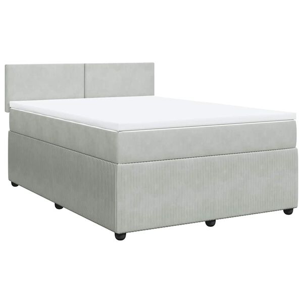 vidaXL Cama box spring con colch&oacute;n terciopelo gris claro 140x200 cm