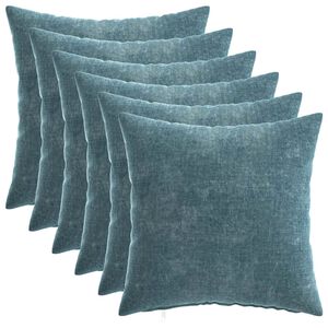 vidaXL Funda de almohada 6 uds. HEERLEN Azul 40 x 40 cm Tela Chenille
