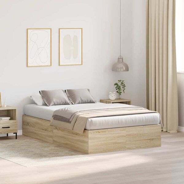 vidaXL Cama con almacenamiento Roble Sonoma 120 x 190 cm