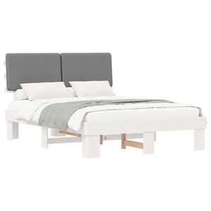 vidaXL Estructura de Cama con Cabecera Tapizada Gris Claro