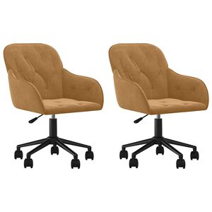 vidaXL Sillas de comedor giratorias 2 unidades terciopelo marr&oacute;n