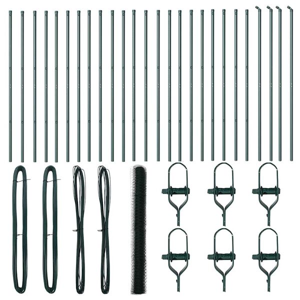 vidaXL Poste de Valla Verde 50 x 1,6 m (malla de 50 mm) Acero y PVC