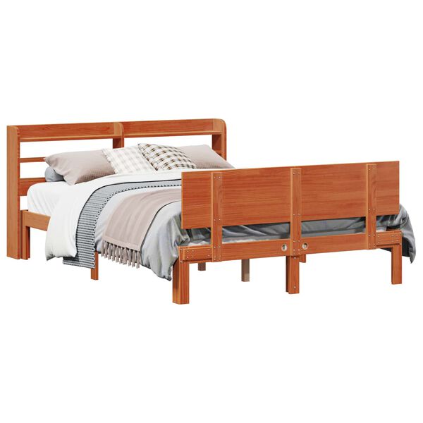vidaXL Estructura de cama 2 pcs Marr&oacute;n cera Madera de Pino Macizo
