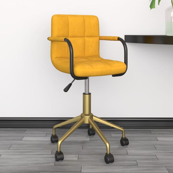 vidaXL Silla de comedor giratoria de terciopelo amarillo mostaza