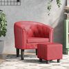 vidaXL Sillón diseño de cubo con reposapiés cuero sintético rojo tinto