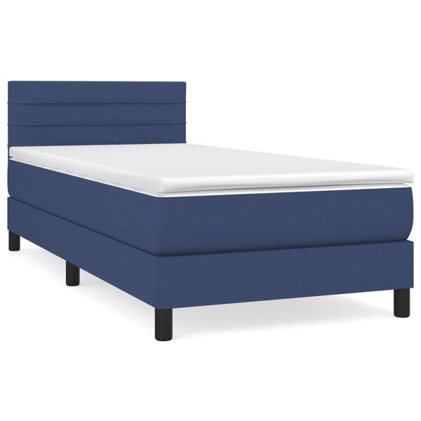 vidaXL Cama box spring con colch&oacute;n tela azul 100x200 cm