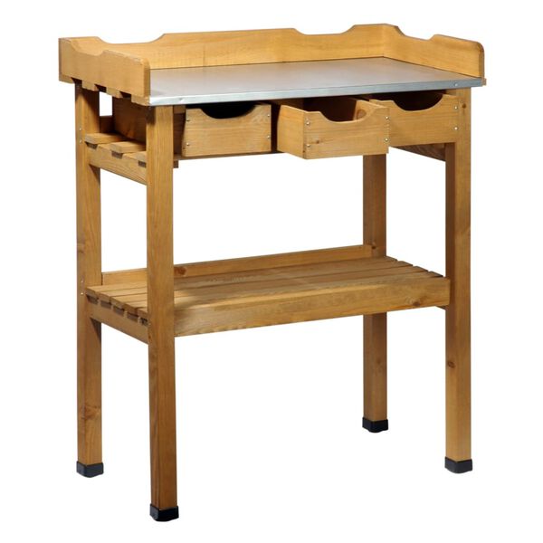 dobar Mesa de cultivo de madera con 3 cajones marr&oacute;n