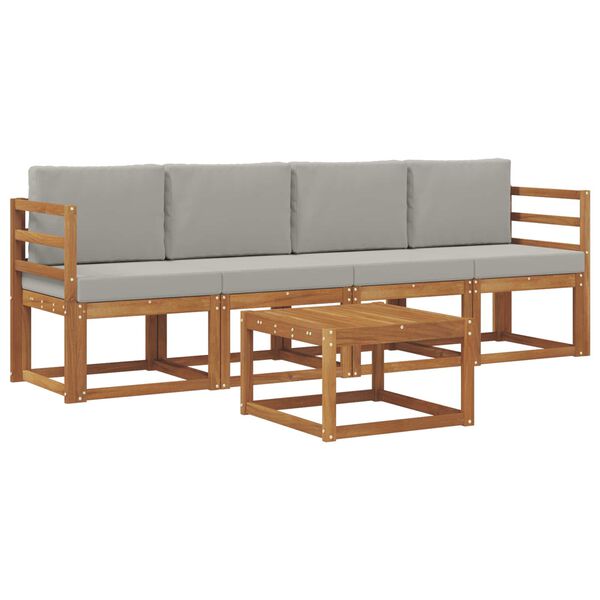 vidaXL Conjunto de sof&aacute;s de exterior 5 pcs Gris Natural y Claro