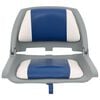 vidaXL Set asientos plegables para barco 2 uds con coj&iacute;n blanco y azul