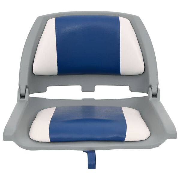 vidaXL Set asientos plegables para barco 2 uds con coj&iacute;n blanco y azul