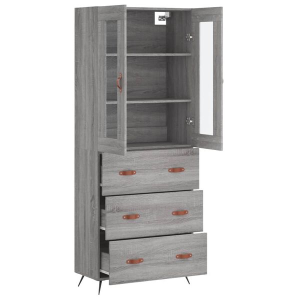 vidaXL Aparador alto madera contrachapada gris sonoma 69,5x34x180 cm