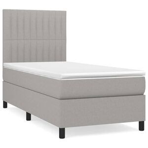 vidaXL Cama box spring con colch&oacute;n tela gris claro 80x200 cm
