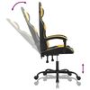vidaXL Silla gaming giratoria cuero sintético negro y dorado