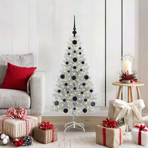 vidaXL &Aacute;rbol de Navidad con 150 LED con soporte Plateado 120 cm PET