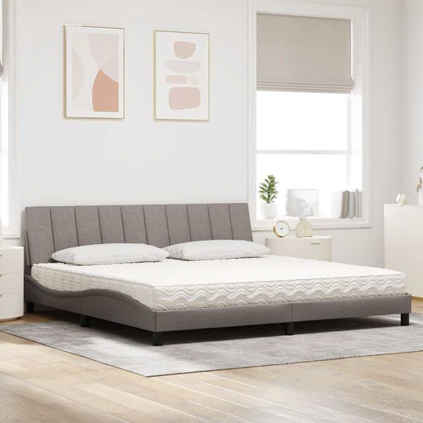 vidaXL Cama con colch&oacute;n Hanko tela gris taupe 200x200 cm