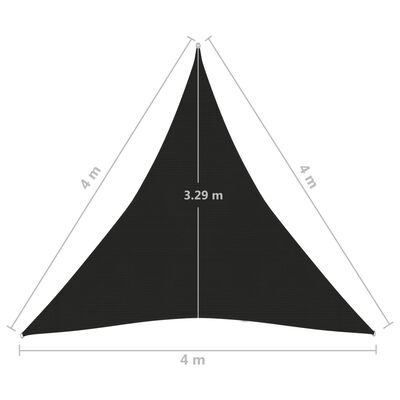 vidaXL Toldo de vela HDPE negro 160 g/m² 4x4x4 m