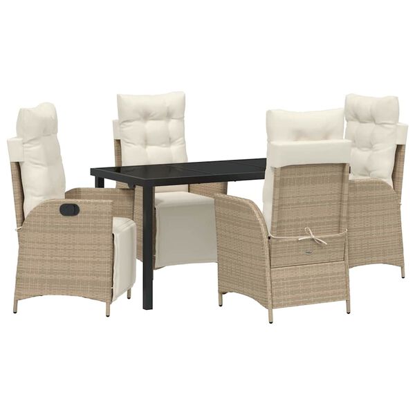 vidaXL Conjunto de Comedor de Jard&iacute;n 5 pcs Beige rat&aacute;n sint&eacute;tico