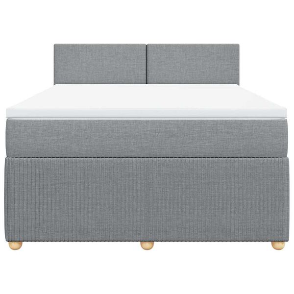vidaXL Cama box spring con colch&oacute;n tela gris claro 160x200 cm