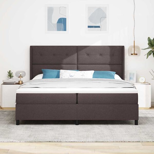 vidaXL Cama tipo Box Spring Marr&oacute;n oscuro 200 x 200 cm tela