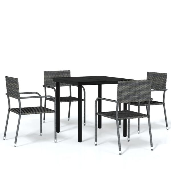 vidaXL Juego de comedor de jard&iacute;n 5 piezas gris