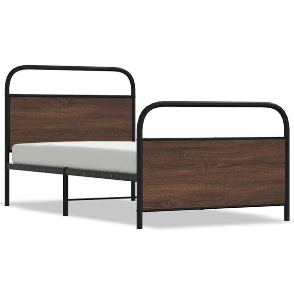 vidaXL Estructura de cama sin colch&oacute;n 107x203 cm madera marr&oacute;n roble