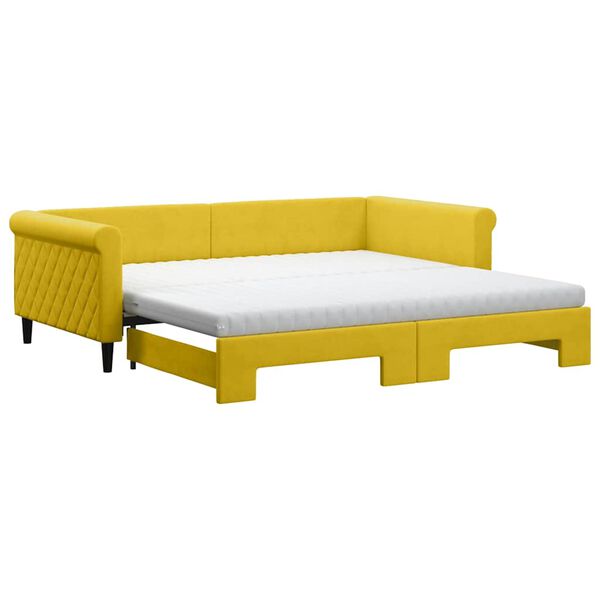vidaXL Sof&aacute; cama nido con colch&oacute;n terciopelo amarillo 100x200 cm