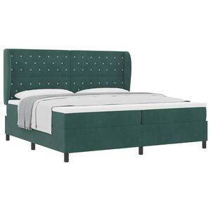 vidaXL Cama tipo Box Spring Verde oscuro 200 x 200 cm Poli&eacute;ster