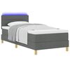 vidaXL Cama Box Spring LED con colch&oacute;n Gris oscuro 90 x 190 cm tela