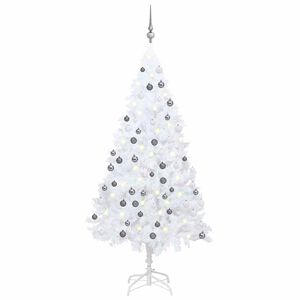 vidaXL &Aacute;rbol de Navidad preiluminado con luces y bolas blanco 150 cm