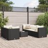 vidaXL Set muebles de jard&iacute;n 6 piezas y cojines rat&aacute;n sint&eacute;tico negro