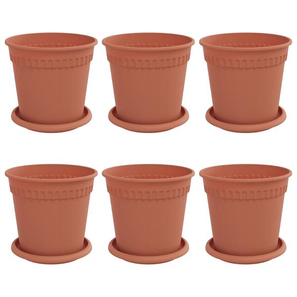 vidaXL Macetas 6 pcs Rojo Ladrillo &Oslash; 17 x 14 cm Pl&aacute;stico
