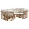 vidaXL Conjunto de sof&aacute;s de exterior con coj&iacute;n 6 pcs Natural Poli&eacute;ster