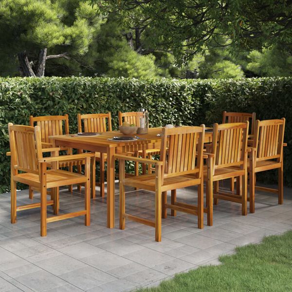 vidaXL Juego de comedor de jard&iacute;n 9 piezas madera maciza de acacia