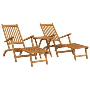 vidaXL Silla de jard&iacute;n con reposapi&eacute;s y mesita madera maciza de acacia