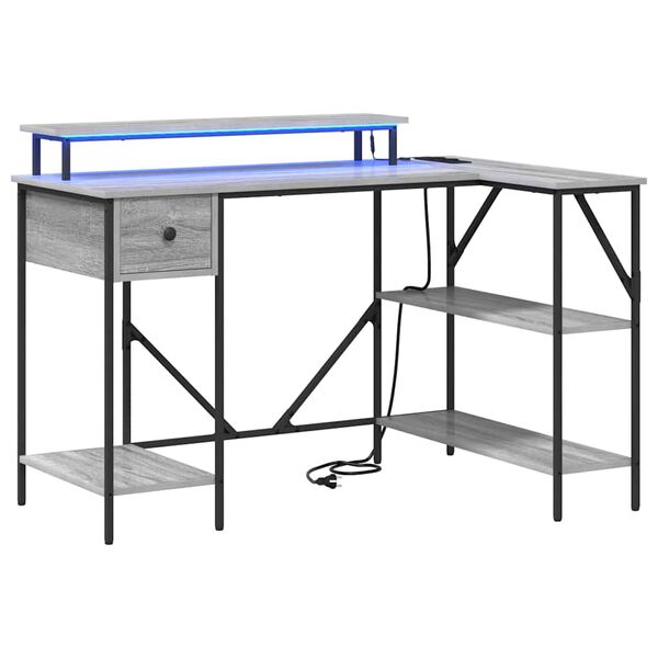 vidaXL Escritorio Gris Sonoma 120 x 79 x 86,5 cm Madera de ingenier&iacute;a