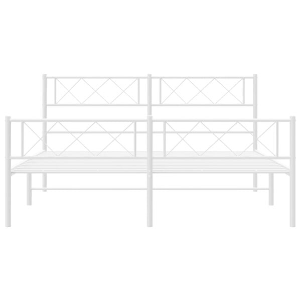 vidaXL Estructura cama sin colch&oacute;n con estribo metal blanco 140x200 cm
