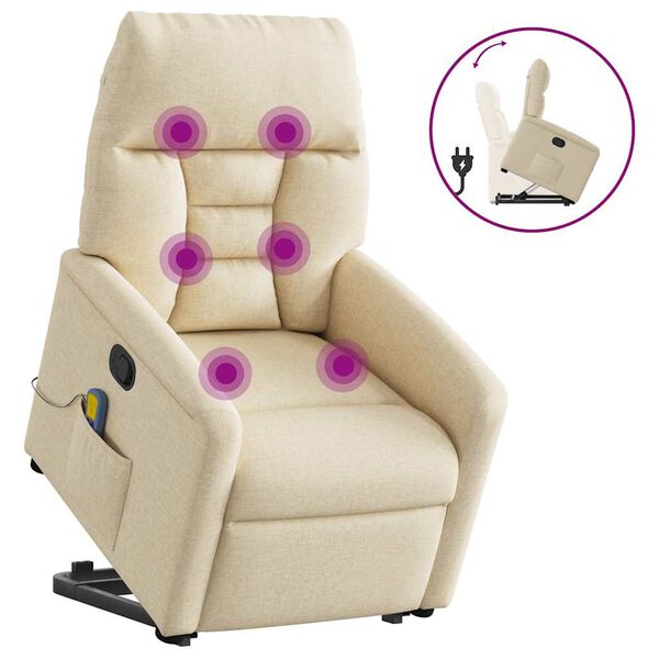vidaXL Silla de masaje reclinable de pie de tela color crema