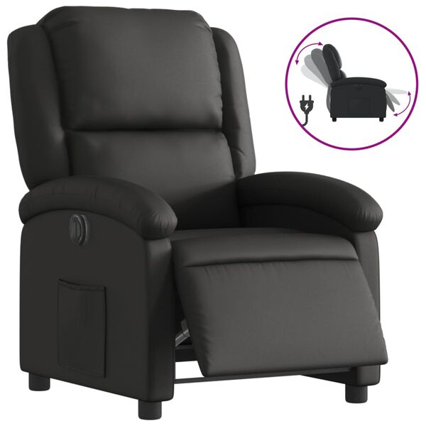 vidaXL Sillón reclinable eléctrico de cuero auténtico negro