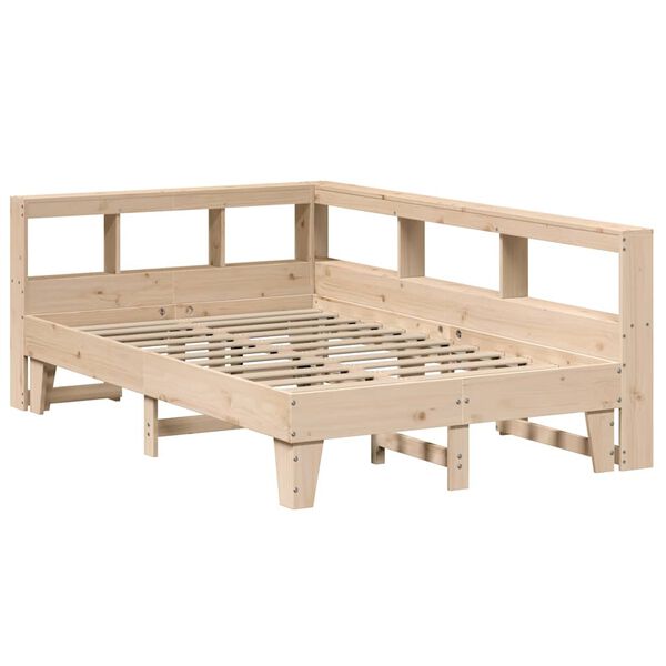 vidaXL Cama con estanter&iacute;a sin colch&oacute;n madera maciza de pino 120x200cm