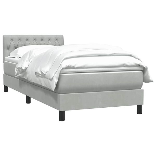 vidaXL Cama box spring con colch&oacute;n terciopelo gris claro 80x220 cm