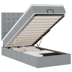 vidaXL Cama otomana con colch&oacute;n gris claro 100x200 cm tela