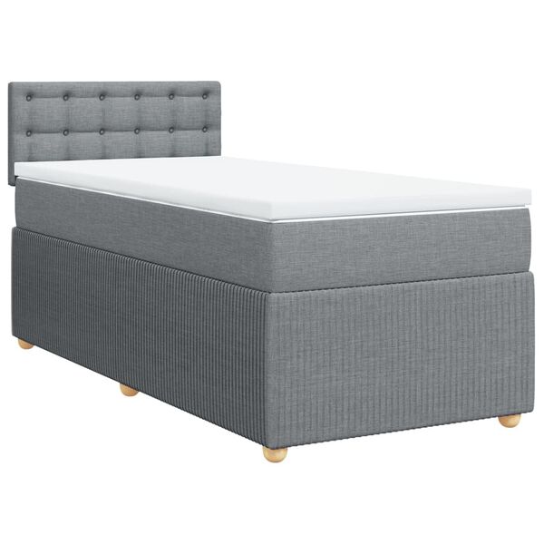 vidaXL Cama box spring con colch&oacute;n tela gris claro 90x190 cm