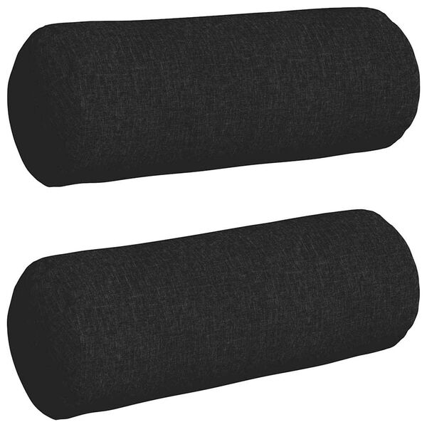 vidaXL Cojines Bolster 2 pcs Negro Ø 25 x 70 cm tela