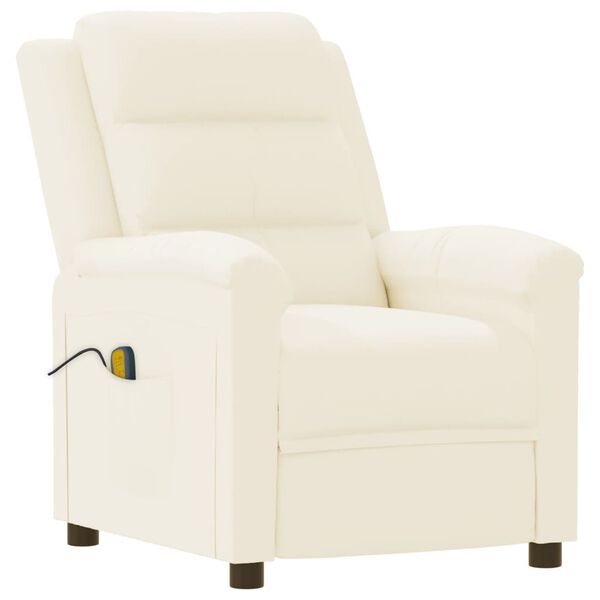 vidaXL Sillón de masaje de cuero sintético crema