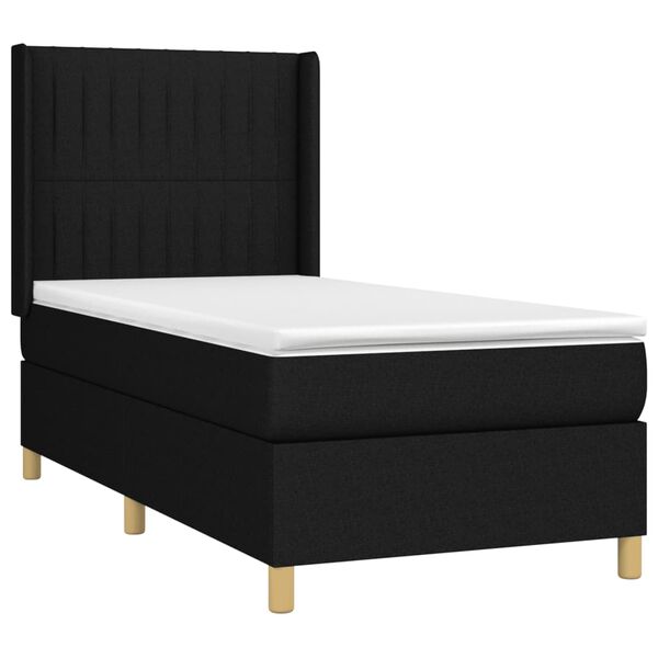 vidaXL Cama box spring con colch&oacute;n tela negro 90x200 cm