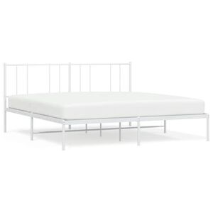 vidaXL Estructura cama sin colch&oacute;n con cabecero metal blanco 180x200cm